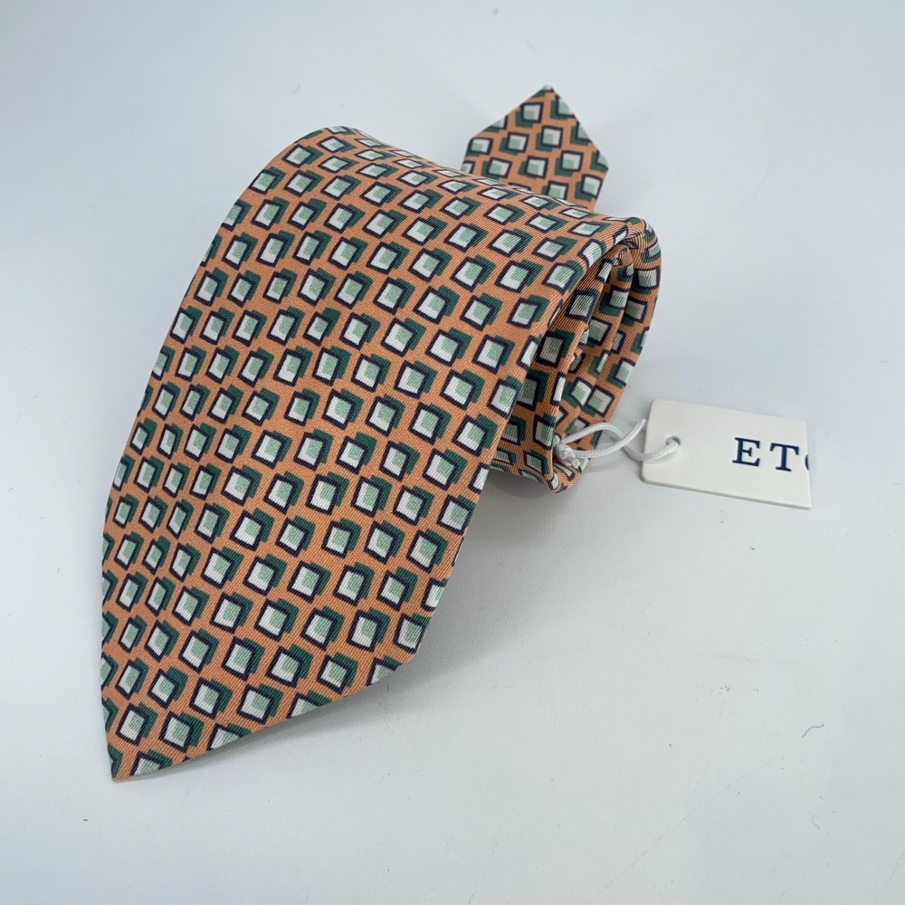 Eton Tie Mens One Size Colorful Art Print Silk Luxury Classic Necktie Italy Made